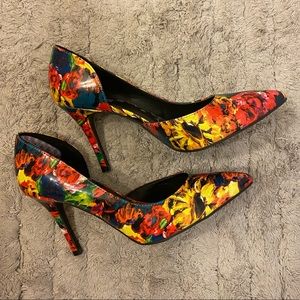 SALE! Brash Bright Floral Patterned High Heels